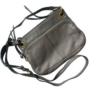 Fossil Karli Pebbled Leather Crossbody Bag | Grey | Antique Gold Hardware